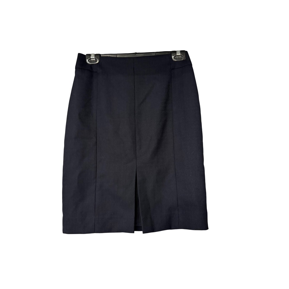H&M Navy Straight‎ Knee Length Pencil Skirt Front Slit Workwear Size 6